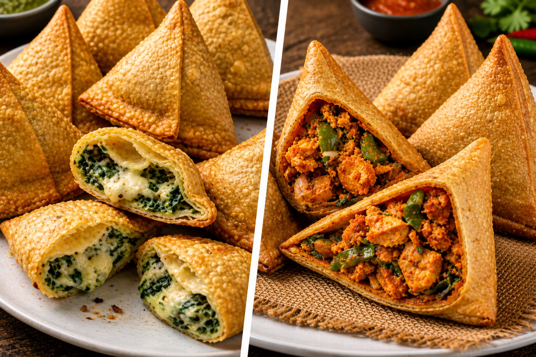 Samosa Ki Panchayat (TANDOORI PANEER & SPINACH CHEESE PANEER SAMOSA)